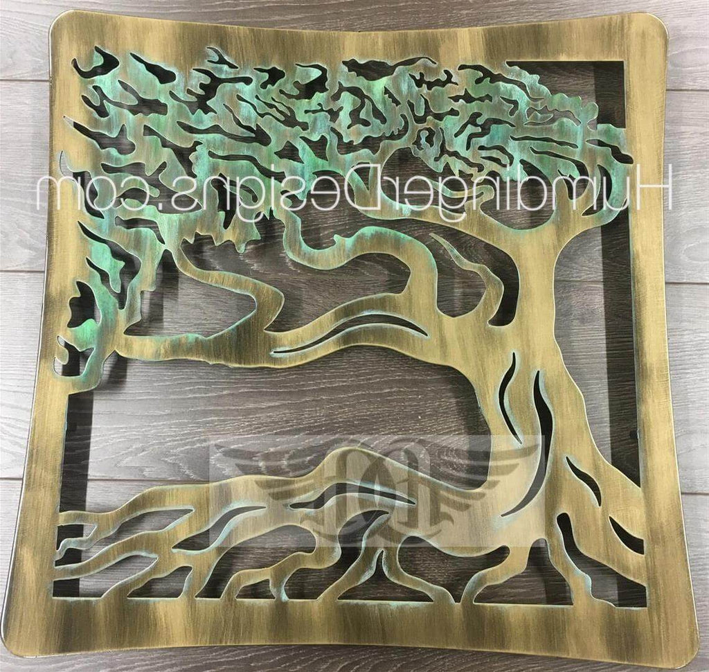 Wind Swept Oak Tree (Brass Verdigris) - Humdinger Designs