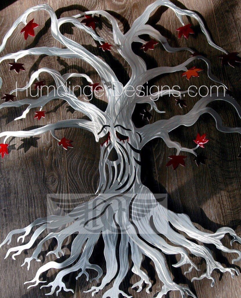 weirwood bonsai tree Crying Weirwood Tree Silver with Red Leaves 27" WIDE X 28.5" TALL