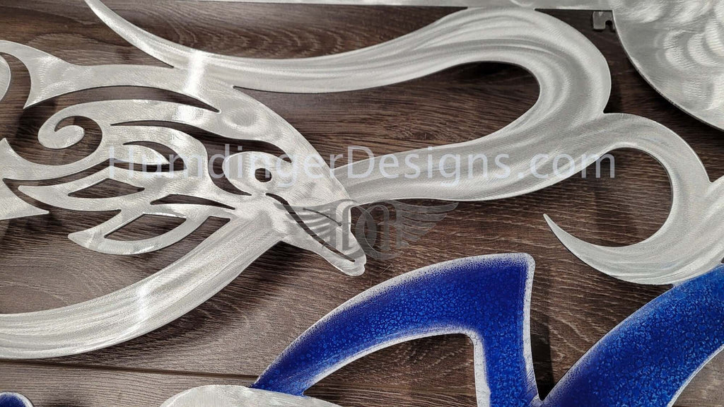 Dolphin Surfing Ocean Scene (Silver and Blue) - Humdinger Designs