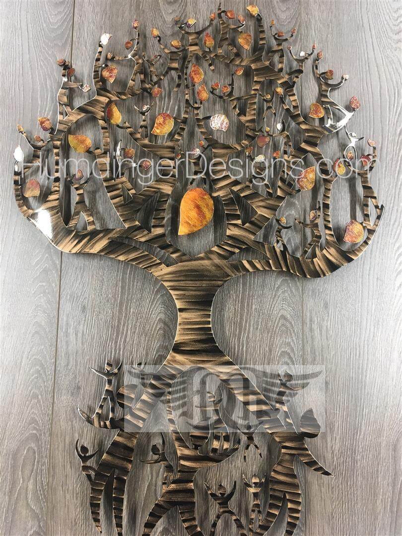 Family Tree Metal Wall Art (Tree comprised of people)