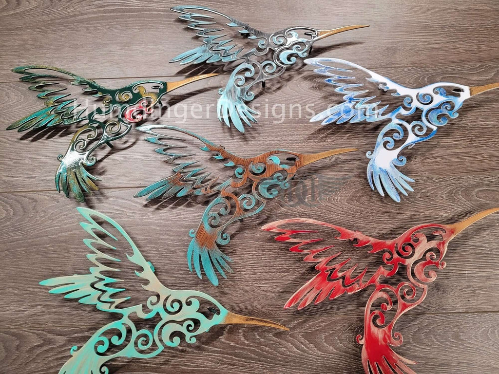 Hummingbird Metal Wall Art (Hand Painted) - Humdinger Designs