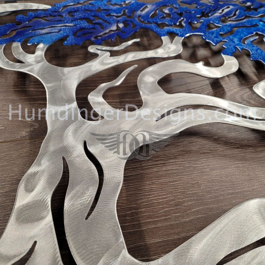 Ventura Ocean Scene with Wind Swept Oak Tree (Silver and Blue) - Humdinger Designs